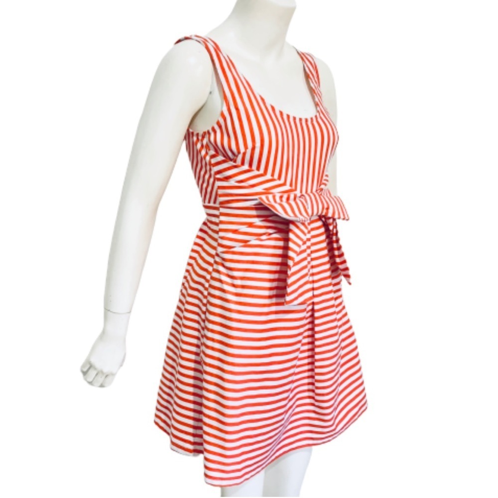 L’ATISTE | By Amy Coral Stripe Dress Bow Waist S